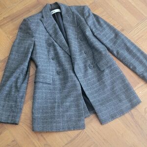Zara Black and Gray Patterned Blazer